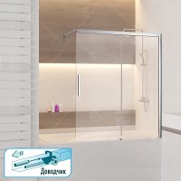 Шторка на ванну RGW Screens SC-43, 1200 × 1600 мм, с прозрачным стеклом, профиль — хром купить в интернет-магазине Азбука Сантехники