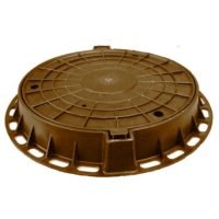 Люк полимерпесчаный круглый ГидроГрупп тип «Л» легкий коричневый (нагрузка до 7 т) купить в интернет-магазине Азбука Сантехники