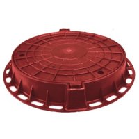 Люк полимерпесчаный круглый ГидроГрупп тип «Л» легкий красный (нагрузка до 7 т) купить в интернет-магазине Азбука Сантехники