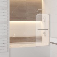 Шторка на ванну RGW Screens SC-02, 800 × 1500 мм, с прозрачным стеклом, профиль — хром купить в интернет-магазине Азбука Сантехники