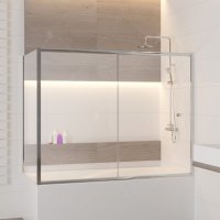 Шторка на ванну RGW Screens SC-82, (1500 × 700) × 1500 мм, стекло шиншилла, профиль — хром купить в интернет-магазине Азбука Сантехники