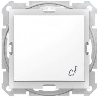 Schneider Electric Sedna Белый Выключатель 1-клавишный кнопочный с подсветкой с символом "Звонок" 10A IP44 купить в интернет-магазине Азбука Сантехники