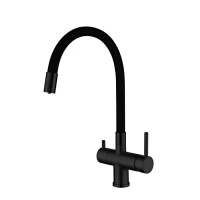 Смеситель для кухни Gappo G4398-36 с подключением фильтра для питьевой воды, черный купить в интернет-магазине Азбука Сантехники