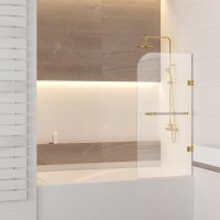 Шторка на ванну RGW Screens SC-10, 800 × 1500 мм, с прозрачным стеклом, профиль — белый/золото купить в интернет-магазине Азбука Сантехники