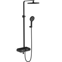 Душевая система Gappo G2495-2 с кнопками на корпусе, черная, (ручная лейка, верхний душ) купить в интернет-магазине Азбука Сантехники