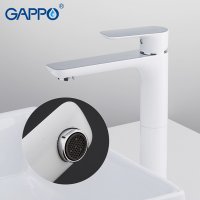 Смеситель для раковины Gappo G1048-2, высокий, белый/хром купить в интернет-магазине Азбука Сантехники