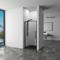 Душевая дверь RGW Stilvoll SV-02B, 1000 × 2000 мм, с прозрачным стеклом, профиль — черный купить в интернет-магазине Азбука Сантехники