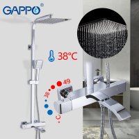 Душевая система Gappo G2407-40 с термостатом, хром, излив поворотный, (ручная лейка, верхний душ) купить в интернет-магазине Азбука Сантехники