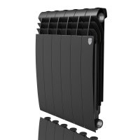 Радиатор алюминиевый RoyalThermo BiLiner Alum 500 Noir Sable черный графитовый, 6 секций купить в интернет-магазине Азбука Сантехники