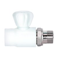 Кран полипропиленовый шаровой для радиатора прямой Политэк Ø 20 мм × 1/2" (белый) купить в интернет-магазине Азбука Сантехники