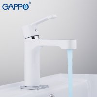 Смеситель для раковины Gappo G1002-8 с гайкой, белый/хром купить в интернет-магазине Азбука Сантехники