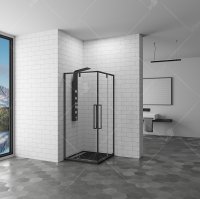 Душевой уголок RGW Stilvoll SV-33B, 900 × 900 мм, квадратный, с прозрачным стеклом, профиль — черный купить в интернет-магазине Азбука Сантехники