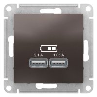 Schneider Electric AtlasDesign Мокко Розетка USB 5В 1 порт x 2,1A 2 порта х 1,05A механизм купить в интернет-магазине Азбука Сантехники