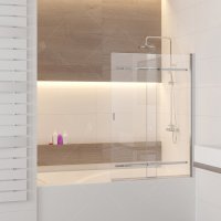 Шторка на ванну RGW Screens SC-44, 1000 × 1500 мм, с прозрачным стеклом, профиль — хром купить в интернет-магазине Азбука Сантехники