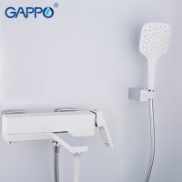 Смеситель для ванны с душем Gappo G3217-8, белый/хром купить в интернет-магазине Азбука Сантехники