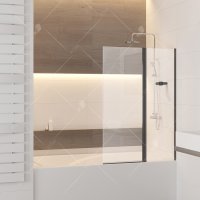 Шторка на ванну RGW Screens SC-11B, 1000 × 1400 мм, с прозрачным стеклом, профиль — черный купить в интернет-магазине Азбука Сантехники