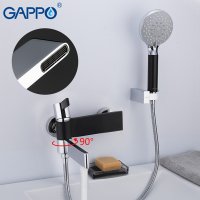 Смеситель для ванны с душем Gappo G3281, черный/хром купить в интернет-магазине Азбука Сантехники