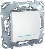 Schneider Electric Unica Белый Выключатель 1-клавишный (схема 1) с подсветкой купить в интернет-магазине Азбука Сантехники