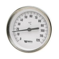 Термометр биметаллический Watts F+R801 63/100 (120 °C) с погружной гильзой 63 мм, штуцер 100 мм купить в интернет-магазине Азбука Сантехники