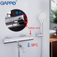 Смеситель термостатический Gappo G3290 для ванны, с коротким носиком, хром купить в интернет-магазине Азбука Сантехники