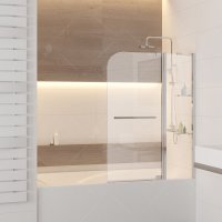 Шторка на ванну RGW Screens SC-04, 1100 × 1500 мм, с прозрачным стеклом, профиль — хром купить в интернет-магазине Азбука Сантехники