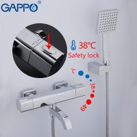 Смеситель термостатический Gappo G3291 для ванны, с коротким носиком, хром купить в интернет-магазине Азбука Сантехники
