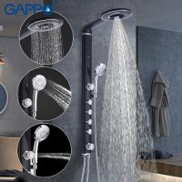 Душевая панель Gappo G2417, черный/хром, (ручная лейка, верхний душ) купить в интернет-магазине Азбука Сантехники