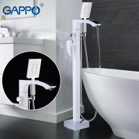 Смеситель для ванны Gappo G3007-8 напольный, белый/хром купить в интернет-магазине Азбука Сантехники