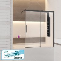 Шторка на ванну RGW Screens SC-43B, 1200 × 1600 мм, с прозрачным стеклом, профиль — черный купить в интернет-магазине Азбука Сантехники