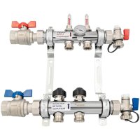 Комплект коллекторов РЕХАУ HKV-D из нержавеющей стали на 2 контура, с шаровыми кранами купить в интернет-магазине Азбука Сантехники