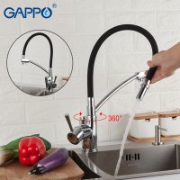 Смеситель для кухни Gappo G4398-11 с подключением фильтра для питьевой воды, черный/хром купить в интернет-магазине Азбука Сантехники