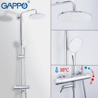 Душевая система Gappo G2490 с термостатом, хром, излив поворотный, (ручная лейка, верхний душ) купить в интернет-магазине Азбука Сантехники