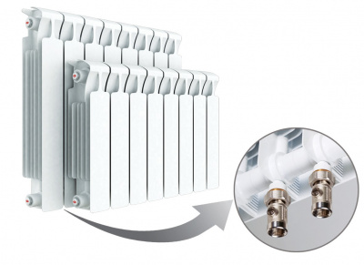 Радиатор биметаллический Rifar Monolit Ventil 500, нижнее правое подключение, 8 секций купить в интернет-магазине Азбука Сантехники