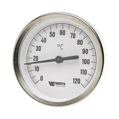 Термометр биметаллический Watts F+R801 80/100 (120 °C) с погружной гильзой 80 мм, штуцер 100 мм купить в интернет-магазине Азбука Сантехники