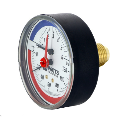 Термоманометр аксиальный Watts F+R818 (TMAP) 80 мм, 6 бар (Ø 1/2", 120 °C) купить в интернет-магазине Азбука Сантехники