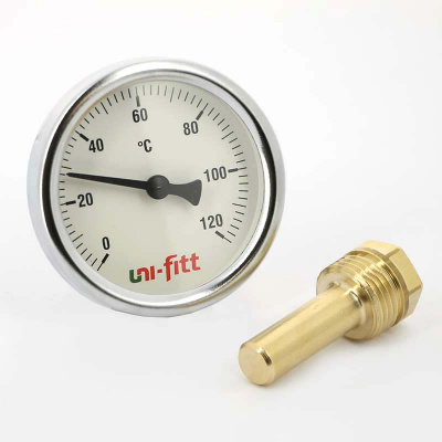 Термометр погружной аксиальный UNI-FITT 1/2" 63 мм купить в интернет-магазине Азбука Сантехники