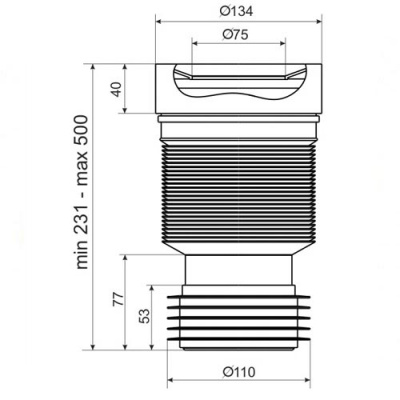 Удлинитель гибкий для унитаза АНИ пласт K821 с выпуском 110 мм, 212–320 мм купить в интернет-магазине Азбука Сантехники