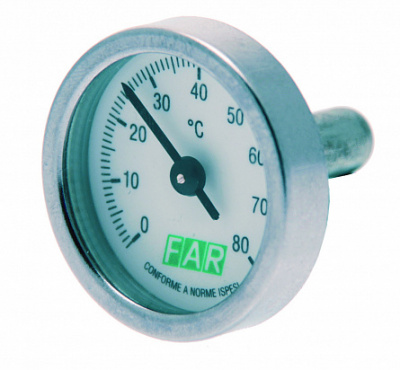 Термометр биметалический FAR 0–120 °C (без фиксатора) для шаровых кранов купить в интернет-магазине Азбука Сантехники
