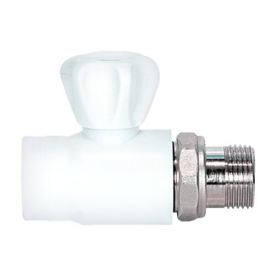 Кран шаровой полипропиленовый для радиатора прямой SPK Ø 20 мм × 1/2" (белый) купить в интернет-магазине Азбука Сантехники