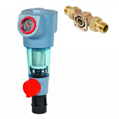 Фильтр промывной Honeywell с манометром F74CS-1/2" AA, 100 мкм, для холодной воды купить в интернет-магазине Азбука Сантехники