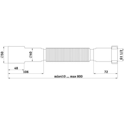 Гибкая труба АНИ пласт K106 — 1 1/2" × 40/50 мм, длина 800 мм купить в интернет-магазине Азбука Сантехники