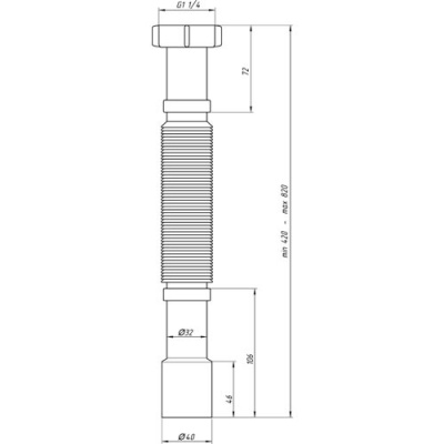 Гибкая труба АНИ пласт K207 — 1 1/4" × 32/40 мм, длина 800 мм купить в интернет-магазине Азбука Сантехники