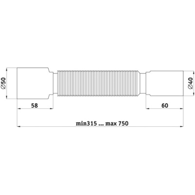 Гибкая труба АНИ пласт K405 — 40 × 50 мм, длина 800 мм купить в интернет-магазине Азбука Сантехники