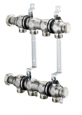 Коллекторная группа Oventrop Multidis SH 1" 10 × G 3/4" для отопления, с мех. воздухоотводчиком, нерж. сталь купить в интернет-магазине Азбука Сантехники