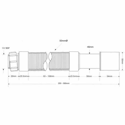 Гофра для сифона с накидной гайкой Ø 1 1/4" McAlpine L234-300 D50 Dn32-40 мм купить в интернет-магазине Азбука Сантехники