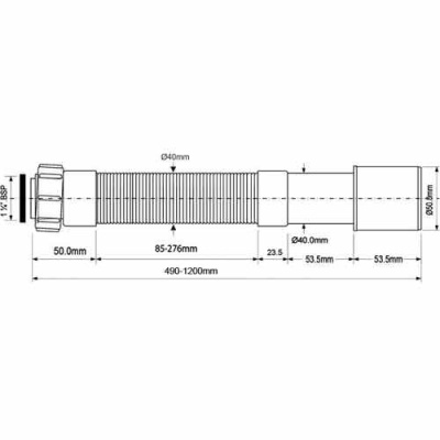 Гофра для сифона с накидной гайкой McAlpine Ø 1 1/4" D40 L470-1200 Dn32-41 купить в интернет-магазине Азбука Сантехники