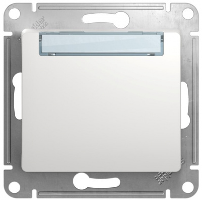Schneider Electric Glossa Белый Выключатель кнопочный с табличкой 10A (схема 1) купить в интернет-магазине Азбука Сантехники