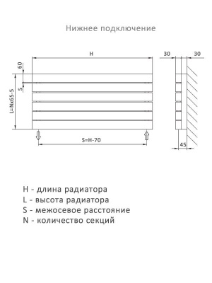 Дизайн-радиатор Loten Line Z 255 × 750 × 30 купить в интернет-магазине Азбука Сантехники