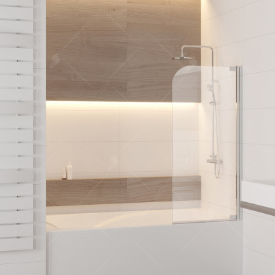 Шторка на ванну RGW Screens SC-01, 900 × 1500 мм, с прозрачным стеклом, профиль — хром купить в интернет-магазине Азбука Сантехники