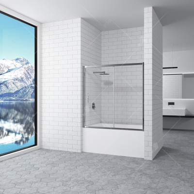 Шторка на ванну RGW Screens SC-043, 1700 × 1500 мм, стекло сатинат, профиль — хром купить в интернет-магазине Азбука Сантехники